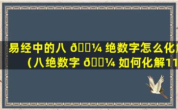 易经中的八 🌼 绝数字怎么化解（八绝数字 🐼 如何化解11-7）